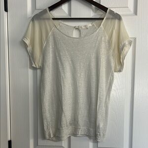 Matty M Cream Cut Out Short Sleeve Tee